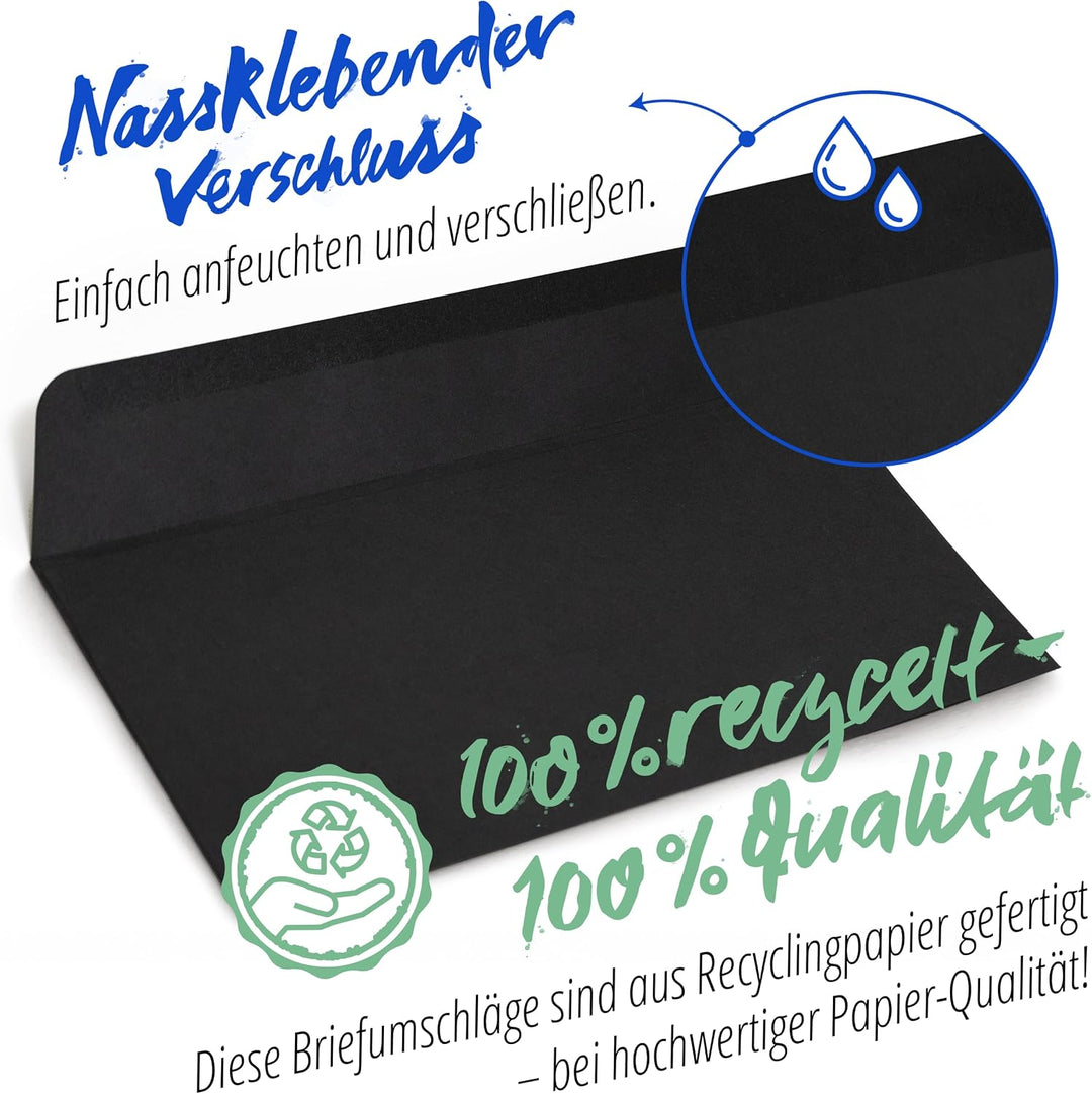Japun – Briefumschläge (100 Stück) aus Papier, Kuvert, Umschlag ohne Fenster - DIN lang - 220 x 110