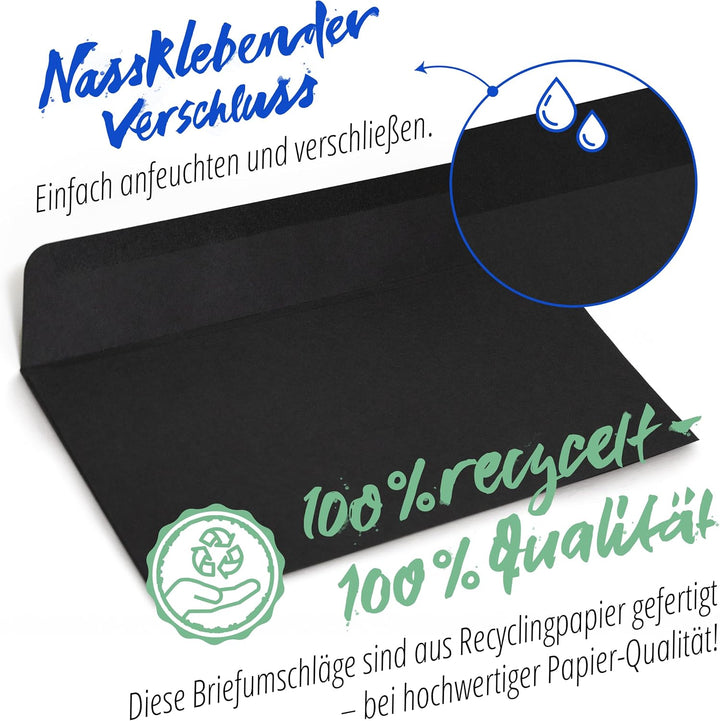 Japun – Briefumschläge (100 Stück) aus Papier, Kuvert, Umschlag ohne Fenster - DIN lang - 220 x 110