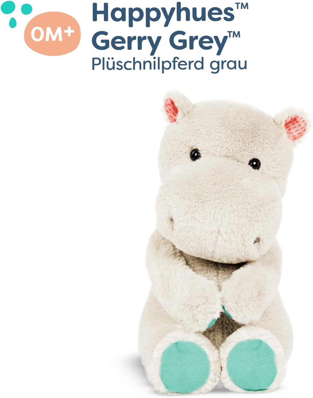 B. toys - Happyhues - Gerry Grey (Hellgrau) - Plüsch Nilpferd - Plüschtier - Weiches & graues Nilpfe