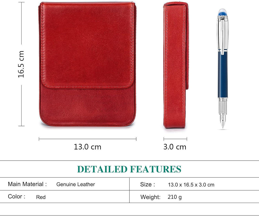 Hiram Leder-Füllfederhalter-Etui für 6 Stifte, Tragbare Aufbewahrungsbox für Stifte aus Pflanzlich G