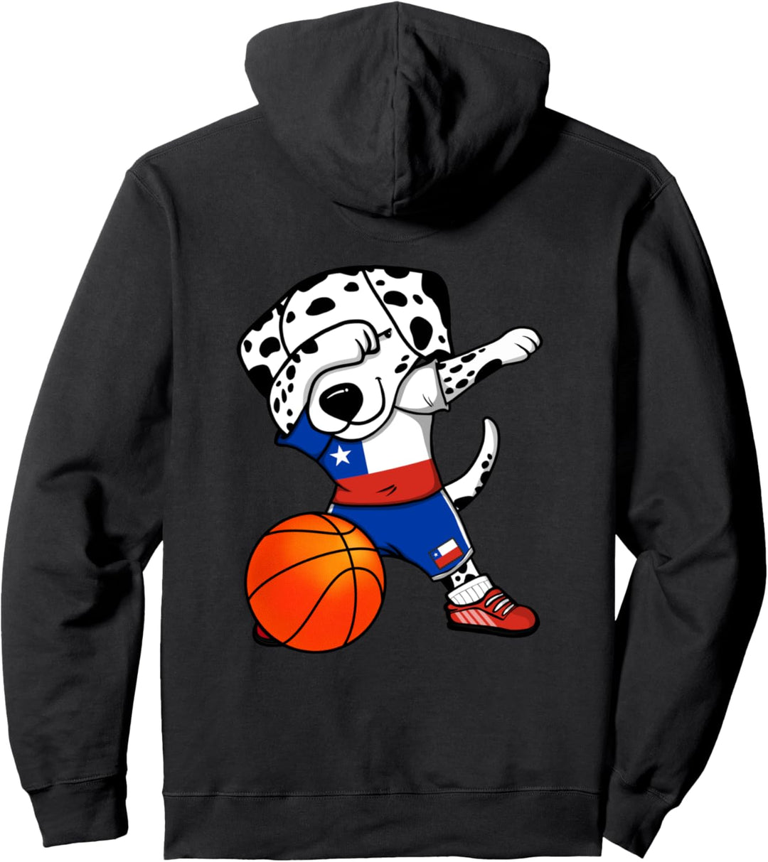 Dabbing Dalmatiner Hund Chile Basketball Mannschaft Sport Pullover Hoodie