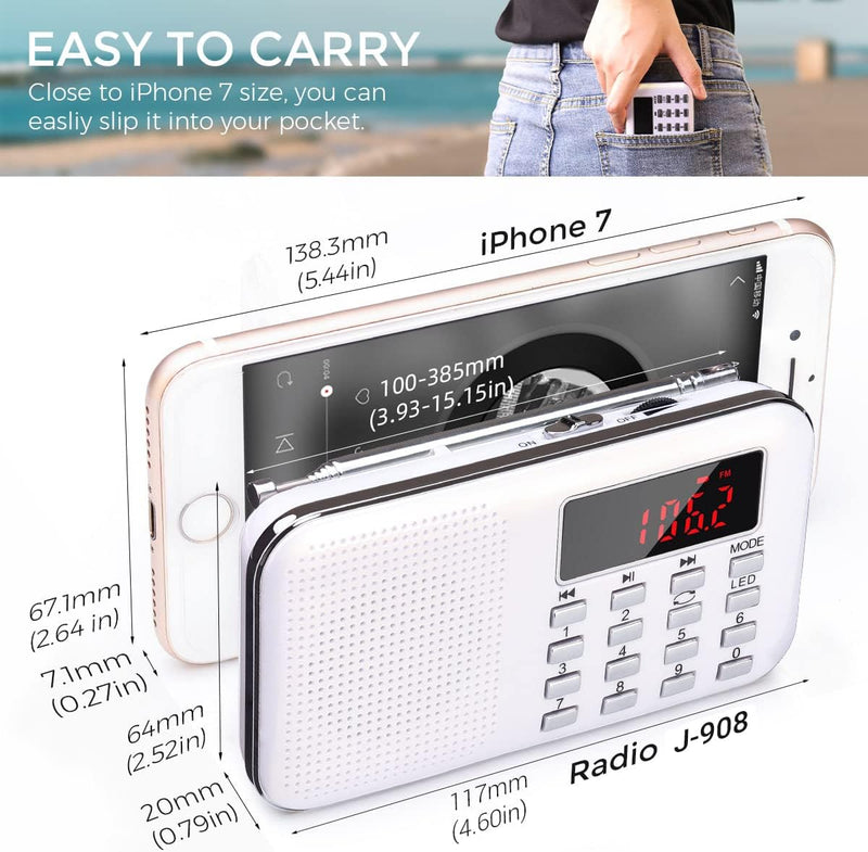 PRUNUS L-218AM Portables Mini Radio AM(MW)/UKW FM/TF Card/USB/MP3, 1200mAh Akku. Geschäfte und Sende