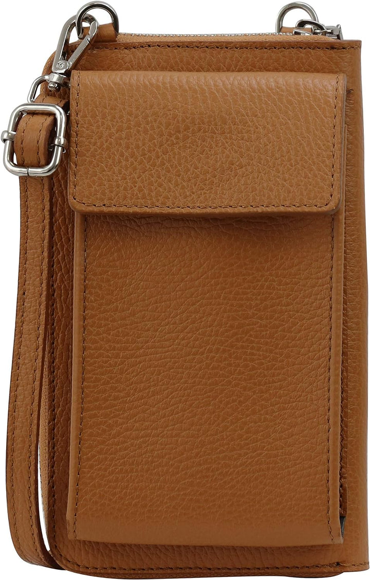 SH Leder Damen Handytasche Umhängetasche Geldbörse Multifunktion Beutel aus Echtleder Verstellbar Sc