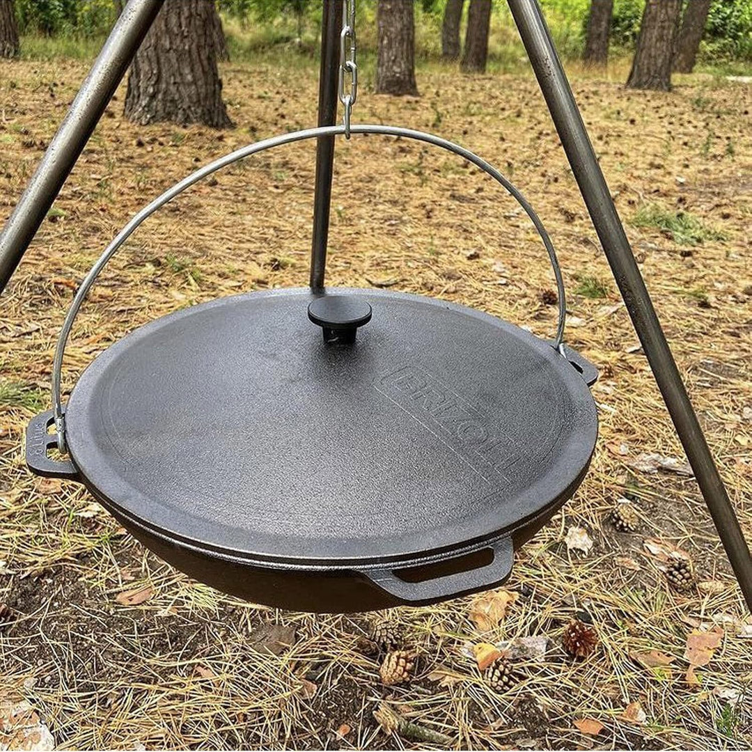 4BIG.fun Gusseisen Kazan 8 L Schwenktopf Kasan mit Deckel aus Gusseisen Wokpfanne Grill Cast Iron Ca