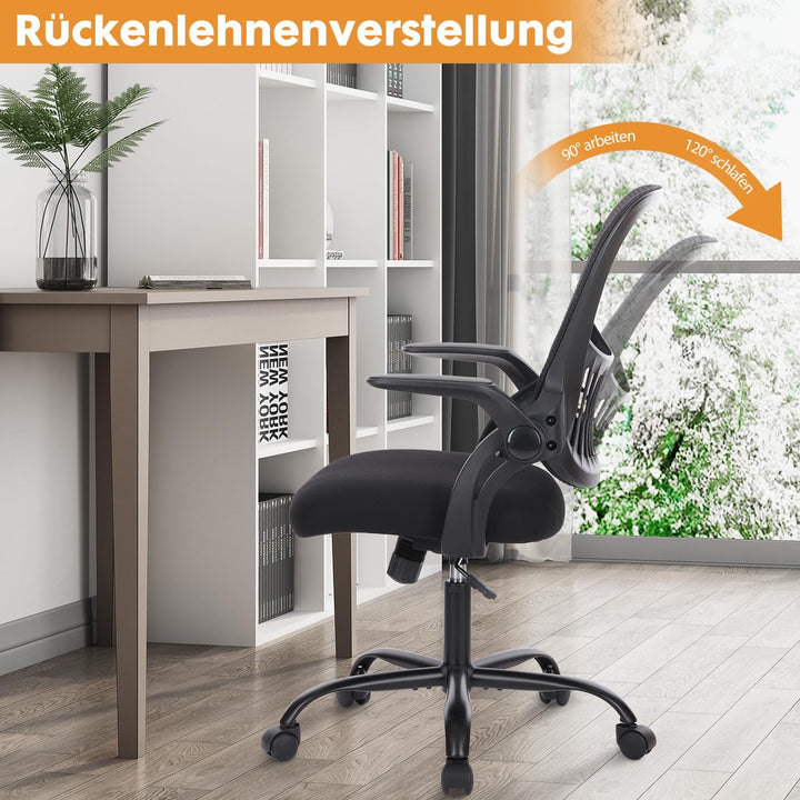 DUMOS Bürostuhl Ergonomisch, Schreibtischstuhl mit Lendenwirbelstütze, Verstellbaren Armlehnen Drehs