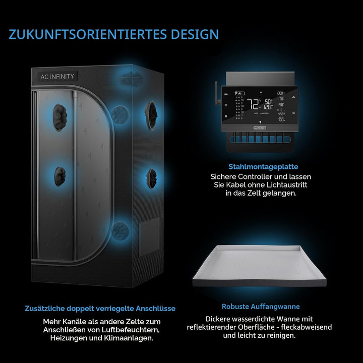 AC Infinity CLOUDLAB 733 Advance Grow Zelt, 91,4 x 91,4 x 182,9 cm, dickste 2,5 cm Stangen, höchste
