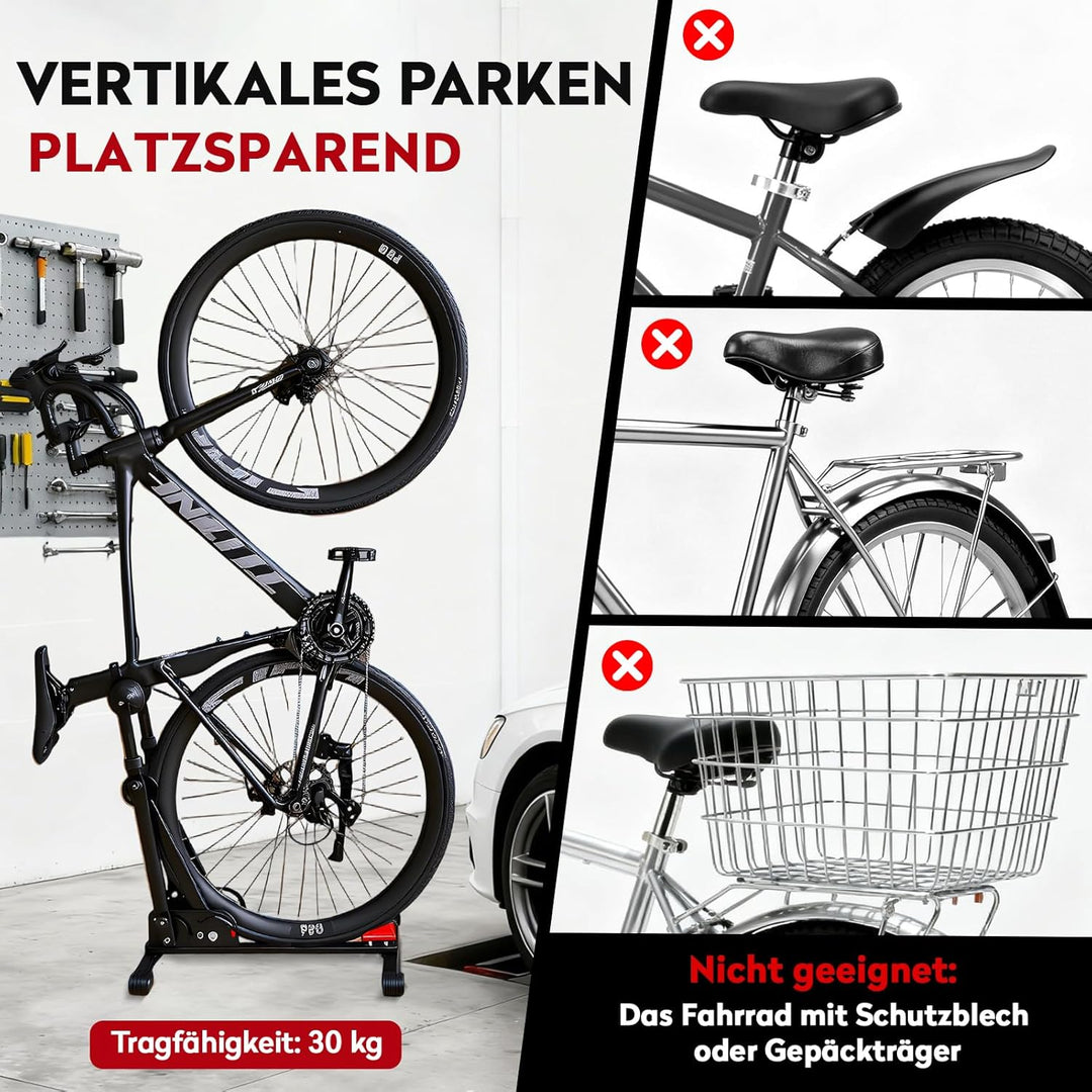 Taimimy Freistehender Fahrradständer, Fahrradhalterung Boden Vertikal, Hinterrad und Vorderrad Ausst