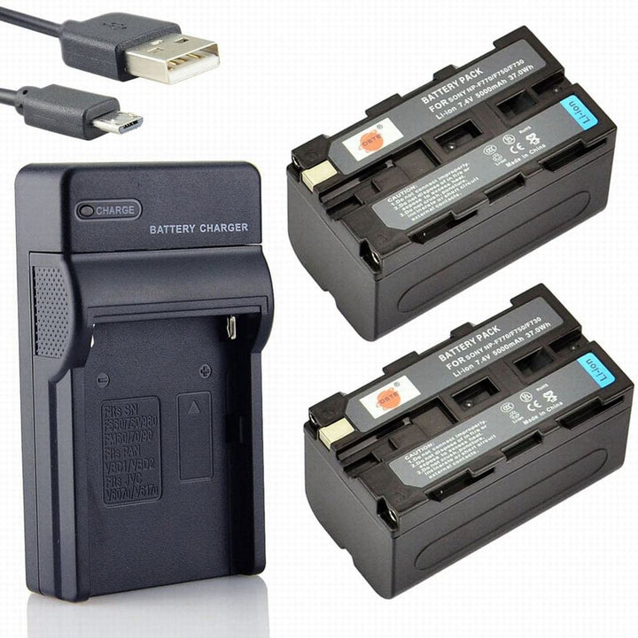 DSTE NP-F750 Li-Ionen Batterie (2-Pack) und Micro USB Ladegerät Anzug kompatibel mit Sony CCD-SC5 CC