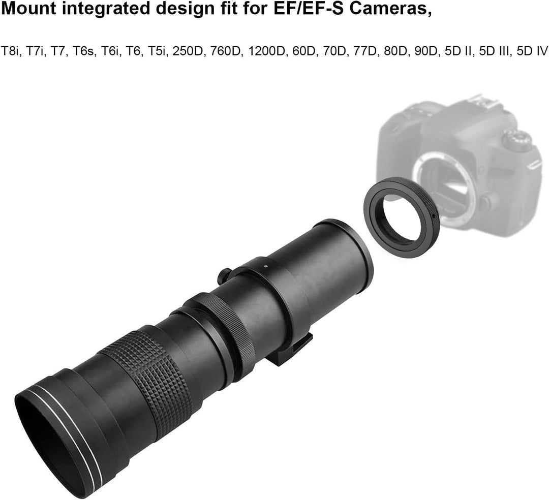 Andoer Kamera-MF-Supertelezoomobjektiv F/8.3-16 420–800 mm T-Mount Universal-1/4-Gewinde Ersatz-Voll
