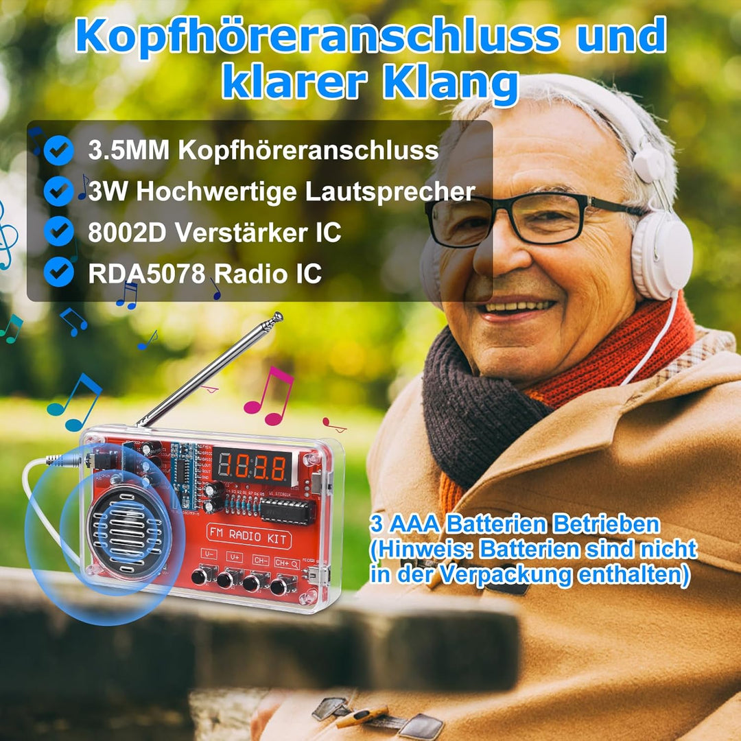 PEMENOL Löten Praxis Kit, DIY FM Radio Löt Bausatz mit USB Digital Display Elektronische Kits für St