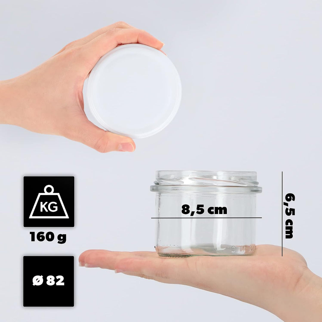 KADAX 20er Set Marmeladengläser 235ml TO82 Weiss, Einmachgläser Vorratsgläser Mason Jar mit Schraubd
