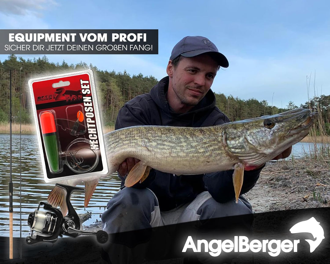 Angel-Berger Steck Angelset Rute Rolle mit Zubehör Angelset Hecht