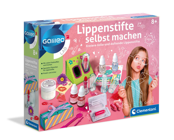 Clementoni Galileo Lab Lippenstifte selbst machen - Experimentierkasten für Mädchen, DIY Lippenpfleg