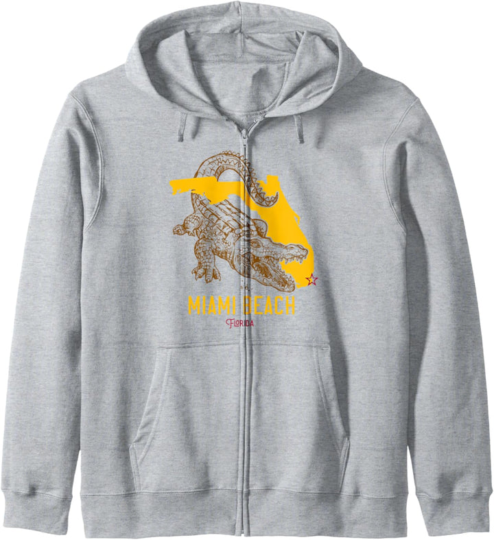 Miami Beach Florida FL Aligator Vacation Surf Sunset Kapuzenjacke