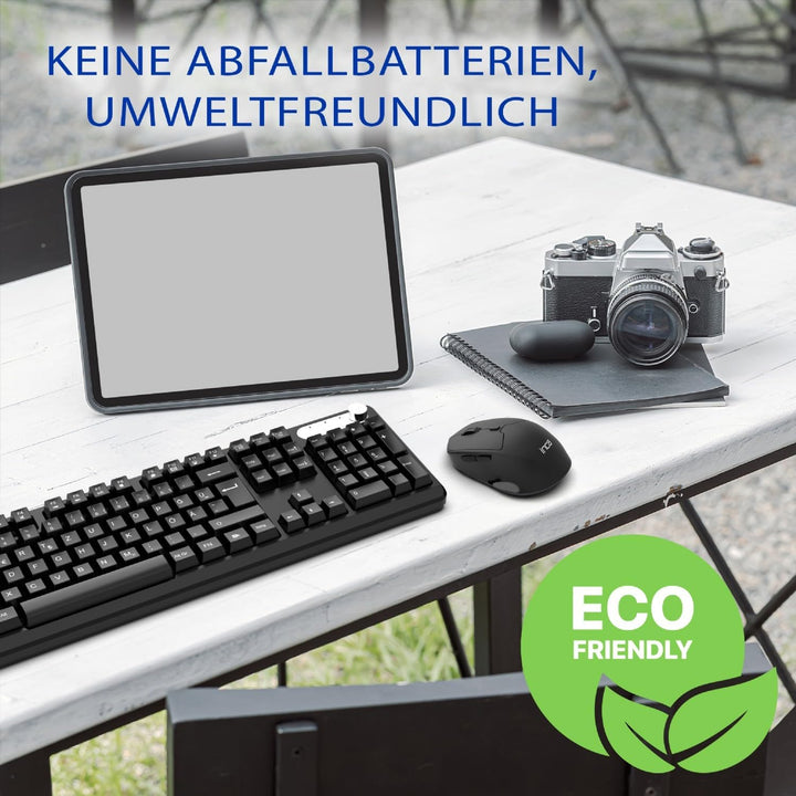 inca IWS-549U Kabelloses Tastatur Maus, Wiederaufladbar Leise mit Type-C & USB Empfänger, Wireless Q