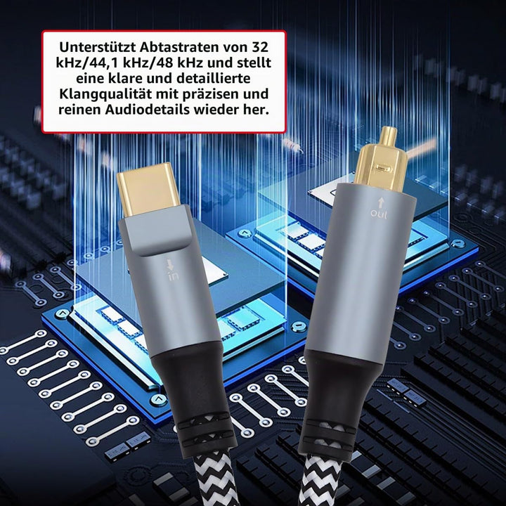 CY Typ-C auf SPDIF Toslink Optisches Audiokabel Opt-Stecker USB-C auf Digital Optical Fiber Optic So