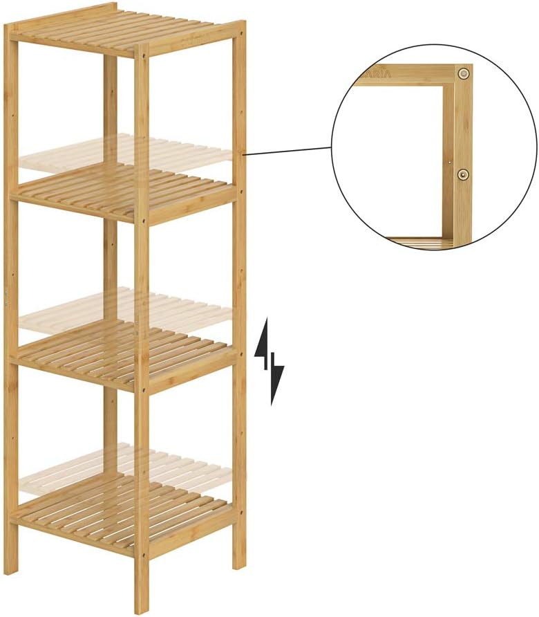 Casaria® Badezimmer Regal Bambus 4 Ablagen Belastbarkeit 40kg 110x33cm Bad Küche Kinderzimmer Wohnzi