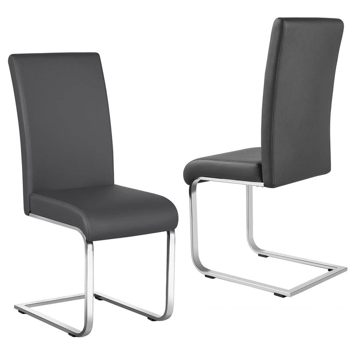 Yaheetech 2er Set Freischwinger Esszimmerstuhl Polsterstuhl Kunstleder 135 kg belastbar Metallgestel