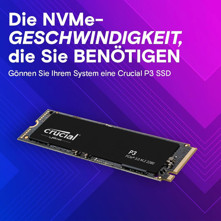 Crucial P3 500GB M.2 PCIe Gen3 NVMe Interne SSD, Bis zu 3500MB/s - CT500P3SSD8, Festkörper-Laufwerk,