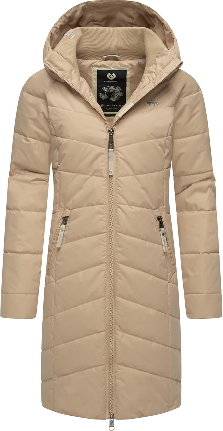 Ragwear Damen Wintermantel Warmer wasserdichter Steppmantel lang mit Kapuze Dizzie Coat XS-6XL XS Ta