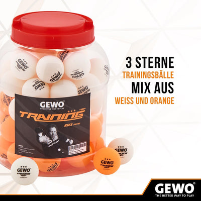 GEWO Tischtennisbälle Training 40+ - 3 Sterne Tischtennis-Ball aus ABS Plastik mit Naht - Hochwertig