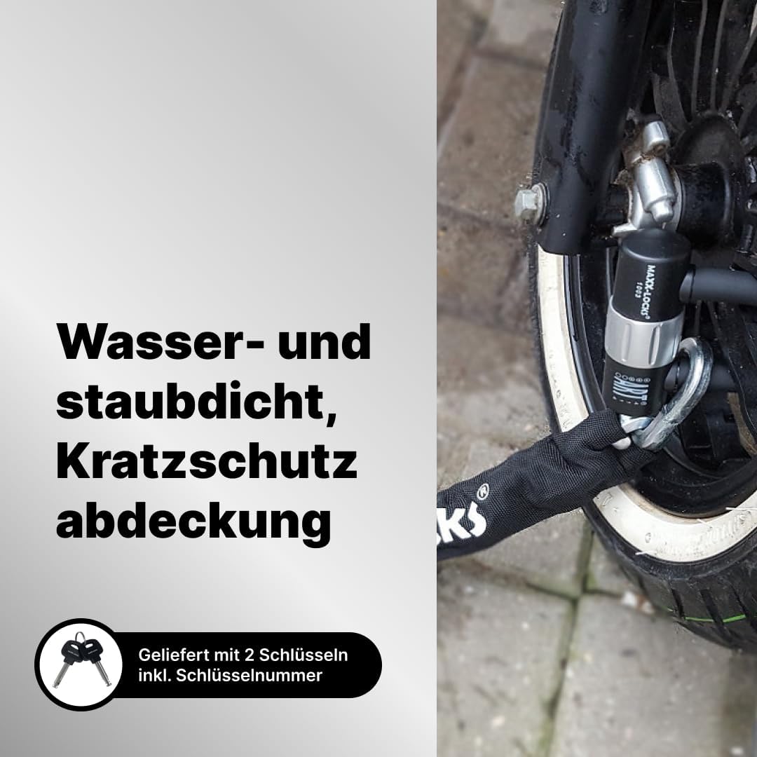 Kettenschloss mit Bügel für Scooter, Roller, Mofas und E-Bikes - 120 cm | Scooter Schloss - Sicherhe