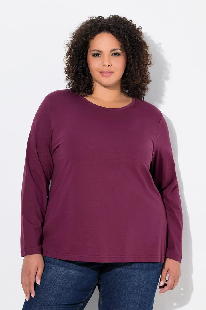 Ulla Popken Damen Sweatshirts 713963 Sweatshirt 42-44 Dunkle Beere, 42-44 Dunkle Beere