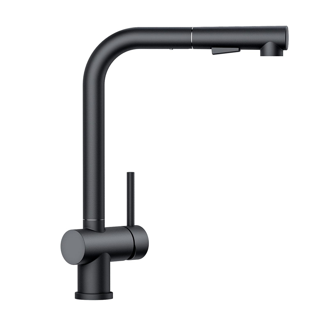 FORIOUS Küchenarmatur Schwarz, Wasserhahn Armatur Küche Ausziehbar Brause Edelstahl, Einhebel Mischb