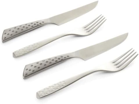 Weber 17077 Deluxe Steakbesteck Set, 4-teilig, Edelstahl, gezahnte Klinge, Silber