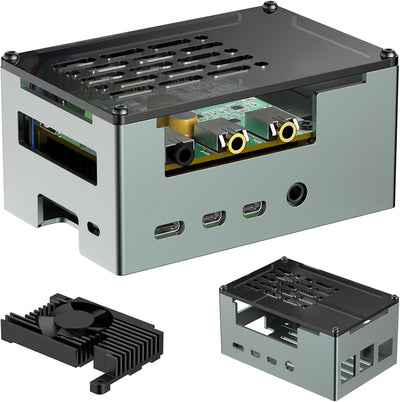 InnoMaker Aluminiumgehäuse für Raspberry Pi 4 mit 3510 PWM Lüfter, passiver Kühlkörper, Gehäuse aus