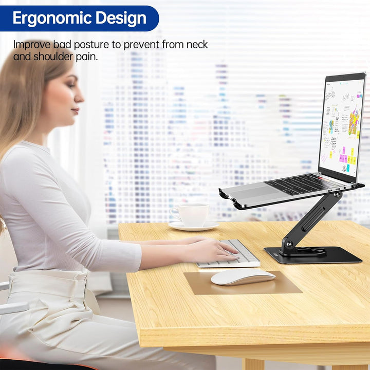 BESIGN LS12 Laptop ständer mit 360 Drehbarer Basis, Verstellbarer ergonomischer Notebook-Ständer, La