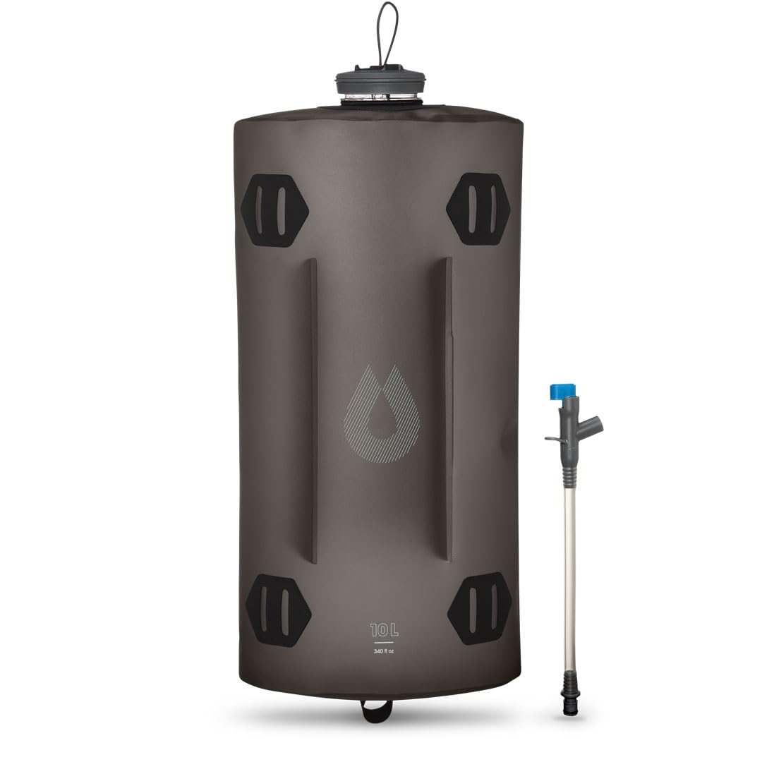 HydraPak Seeker - Faltbarer Wasserspeicher (10L) - BPA- und PVC-freier Camping Trinkrucksack - Grau