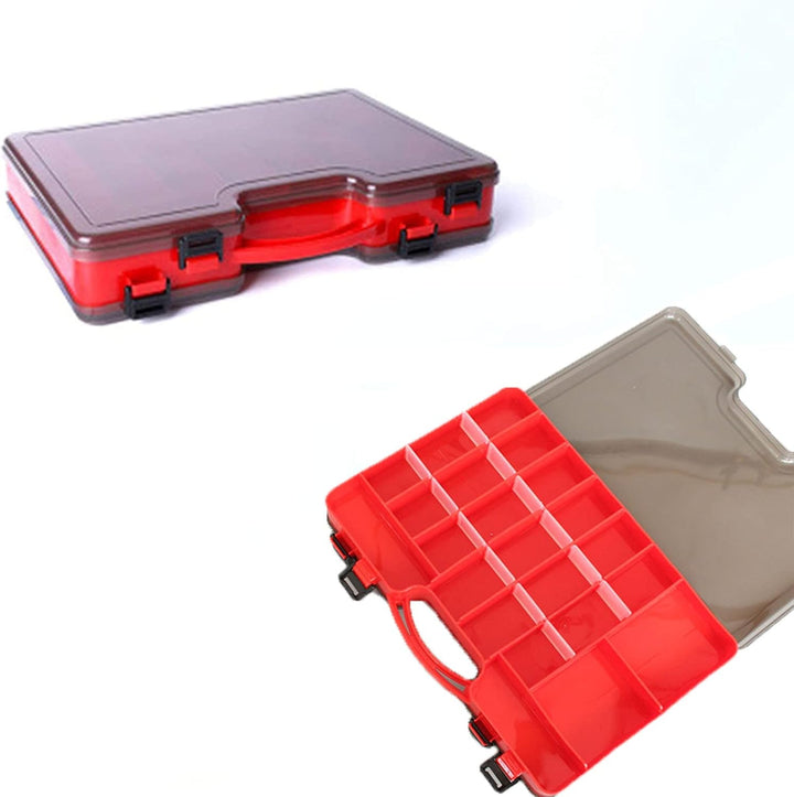 Doppelseitige Angelbox, Kunststoff Angelzubehör Köderbox, Aufbewahrungsbox für Angelzubehör mit Fäch
