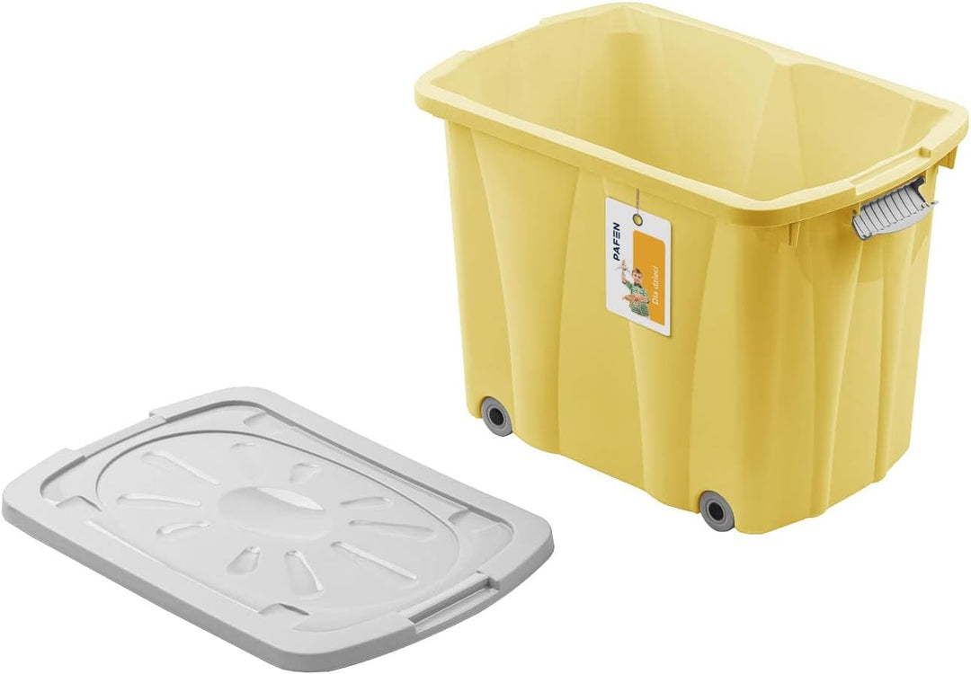 PAFEN Piraten Spielzeugkiste 62l mit Rollen - Schatzkiste 58 x 42 x 37,5cm - Spielzeugbehälter mit D
