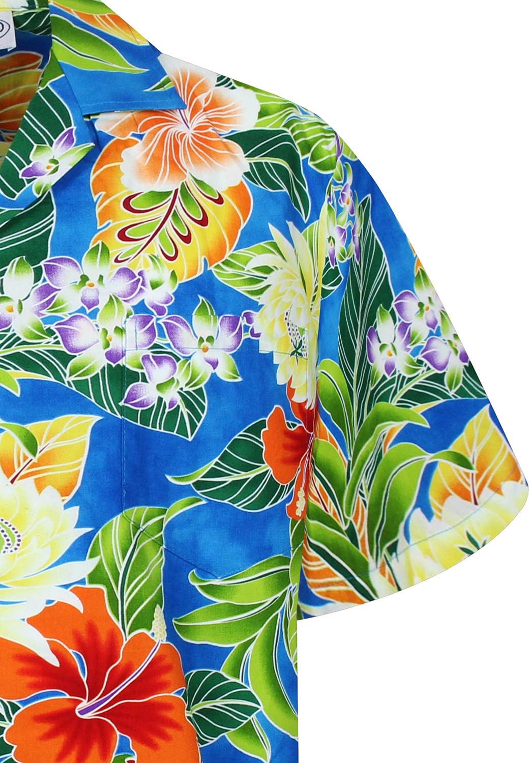 P.L.A. Pacific Legend Original Hawaiihemd, Kurzarm, New Flower, Türkis, 4XL