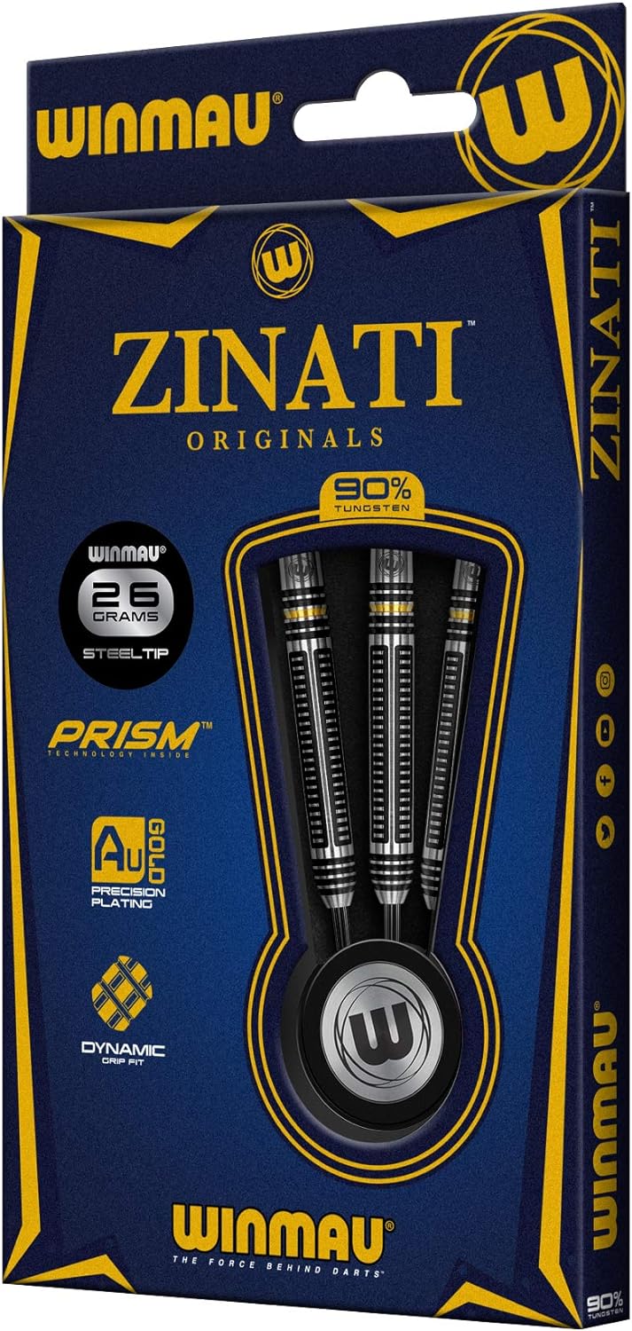 WINMAU Zinati 26 Gramm Profi Wolfram Steeltip Dartpfeile Set mit Flights und Schäfte
