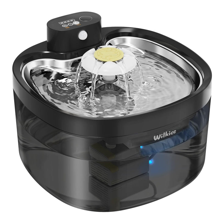 Katzenbrunnen kabellos, 2,8 L Trinkbrunnen für Katze mit 3 Filter, 4000mAh Akku & Ultra-leise (, Sch