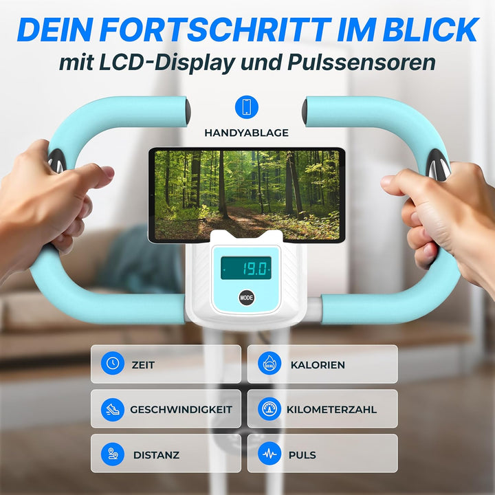 Ultrasport F-Bike 150/200, Heimtrainer, 8 Widerstandsstufen, Tablethalterung, Handpulssensoren, falt