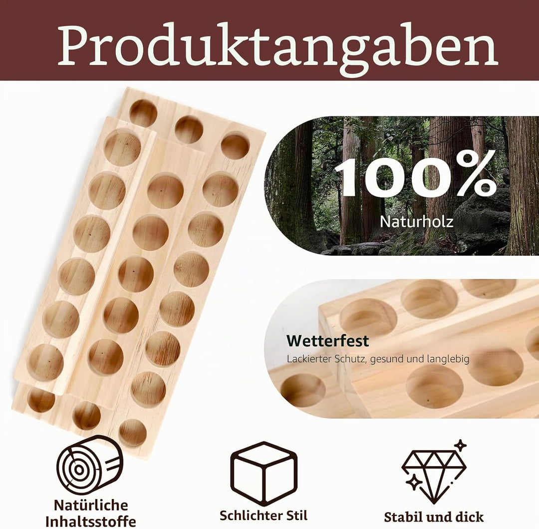 Ätherisches Öl Display Ständer, 23 Löcher Aromatherapie Öle Hölzern Tragen Gestell Halter Organisato