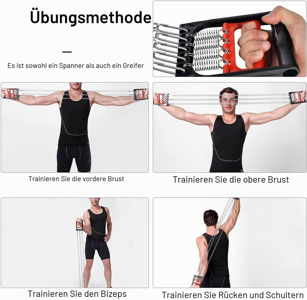 Chest Expander Verstellbar, Fitness Expander, Brust Expander für Männer &amp; Frauen, mit 5 Frühjahrs-Mu