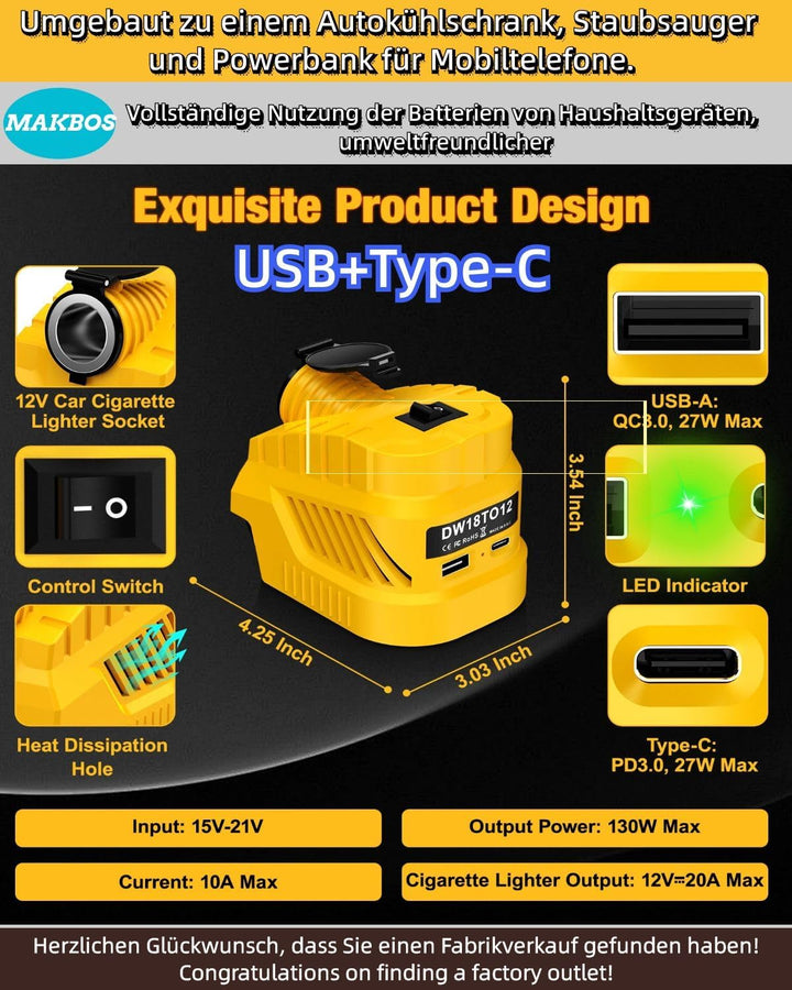 Step Down Konverter für Dewalt 20V auf12V Abwärtswandler Power Wheel Batterie Adapter für Autostaubs