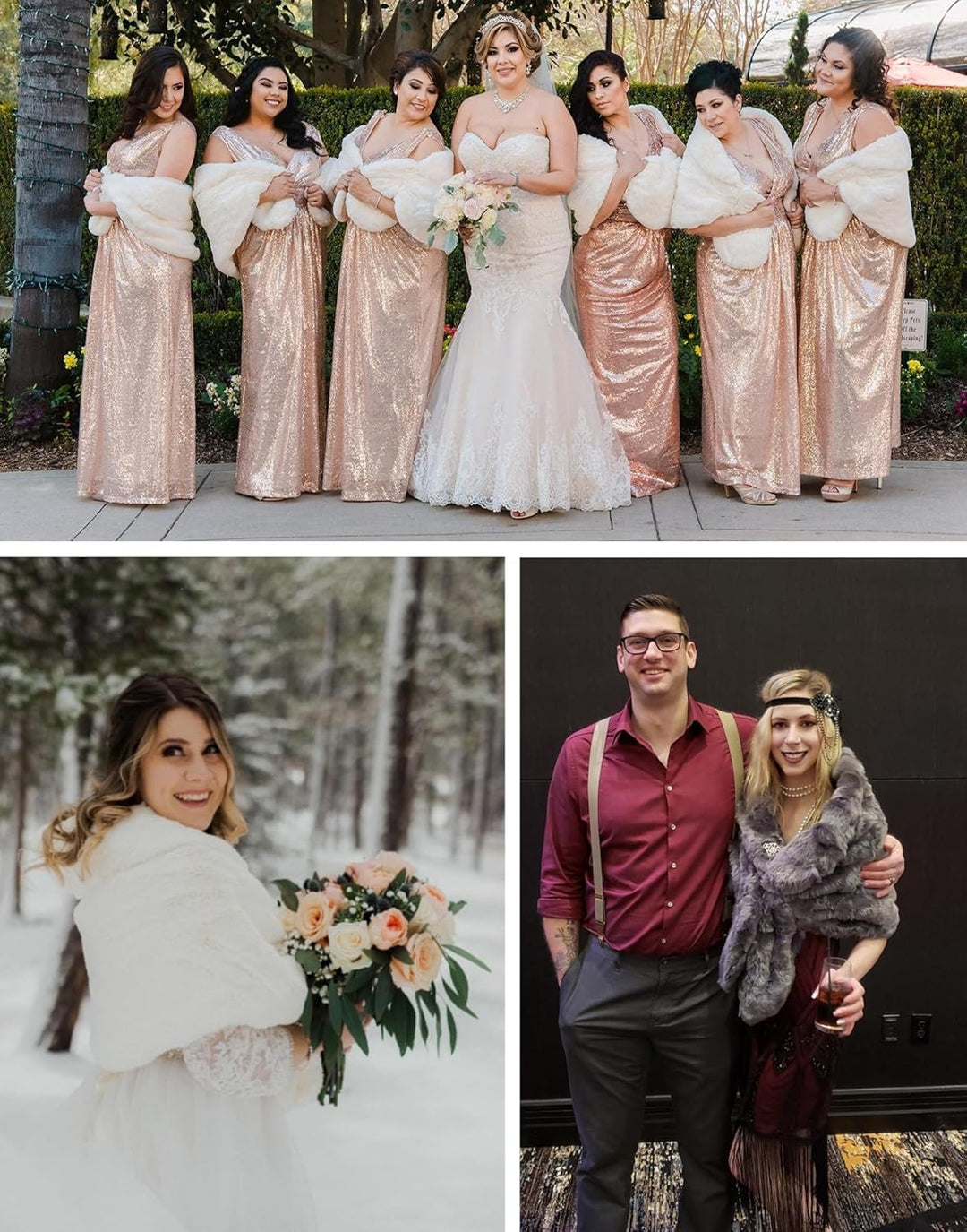 BEAUTELICATE Kunstpelz Schal Stola Damen für Frauen Festlich Bolero Hochzeit Braut Abendkleid Brauts