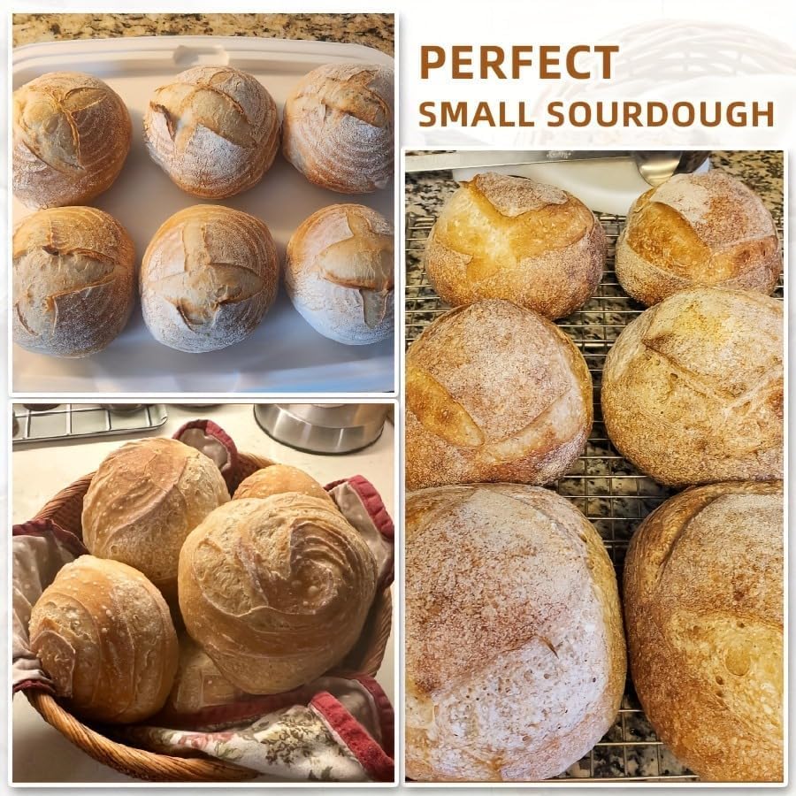 Gärkörbchen Rund aus 6 Stück, Mini Brot Backen mit Gärkörbchen Set, 6 Zoll Kleine Banneton Körbe, Zu