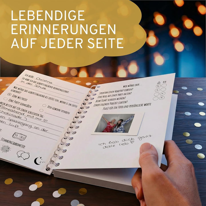 Gästebuch Geburtstag mit Fragen | 40 Doppel-Seiten | 7 verschiedene Steckbriefe inkl. Fragen | Fotoa