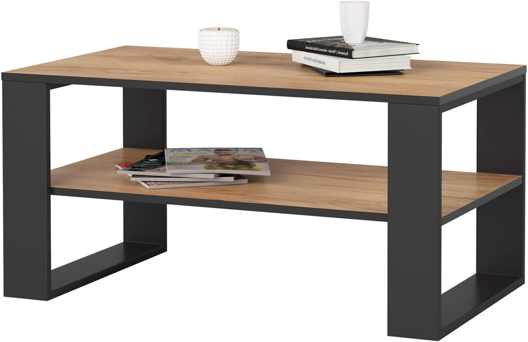 AKORD Couchtisch Holz Alex mit einem Regal, 92x45x53cm, Für Wohnzimmer, Schlafzimmer Schrank, Minima