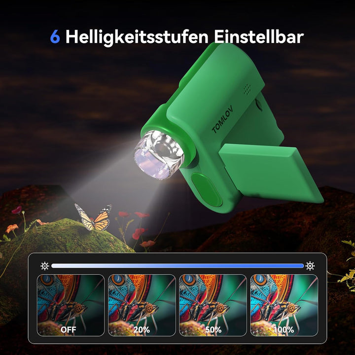 TOMLOV P20 Handheld Digital Mikroskop, 3-in-1 Taschenmikroskop für Kinder, Tragbare 1080P DV Kamera