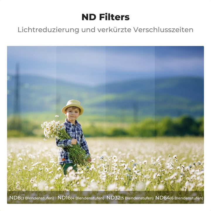 K&F Concept ND & CPL Filter Set Kompatibel mit DJI NEO, 6 stück Filter UV, CPL, ND8, ND16, ND32, ND6