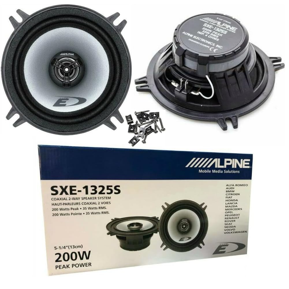 KIT Set FÜR Alpine SXE-1325S 2 2-Wege-Koaxiallautsprecher, 13 cm, 130 mm, 5 Zoll Durchmesser, 35 Wat
