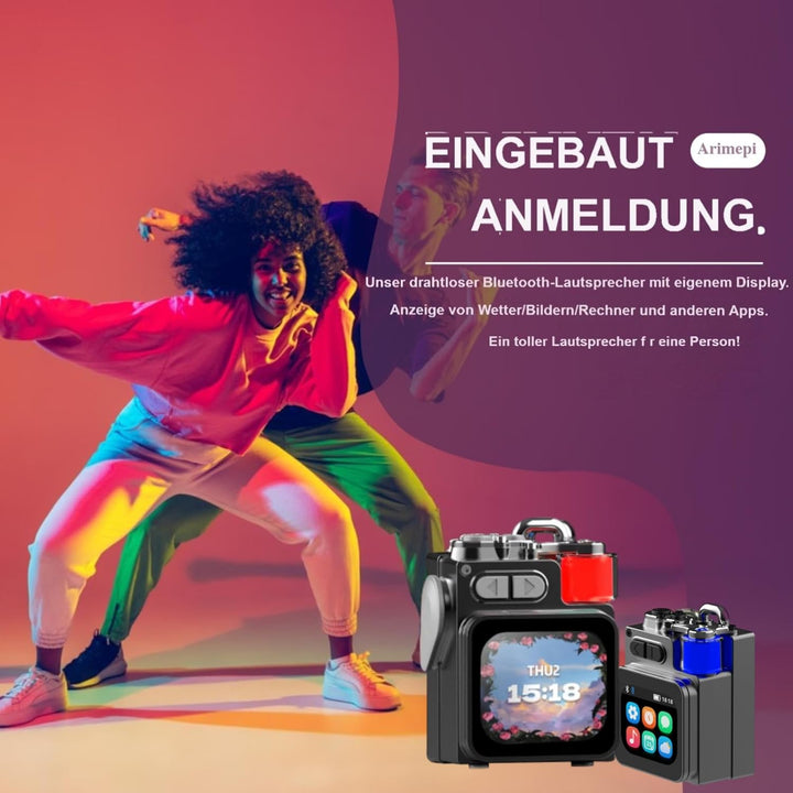 Tragbarer Bluetooth Lautsprecher mit Touchscreen, mit RGB Umgebungslicht Sound, Kleiner Outdoor Blue
