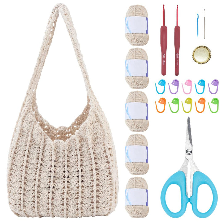 ORIGACH DIY Häkelset Für Hobo Taschen Für Anfänger Und Erwachsene, Häkel Schultertaschen Starterset